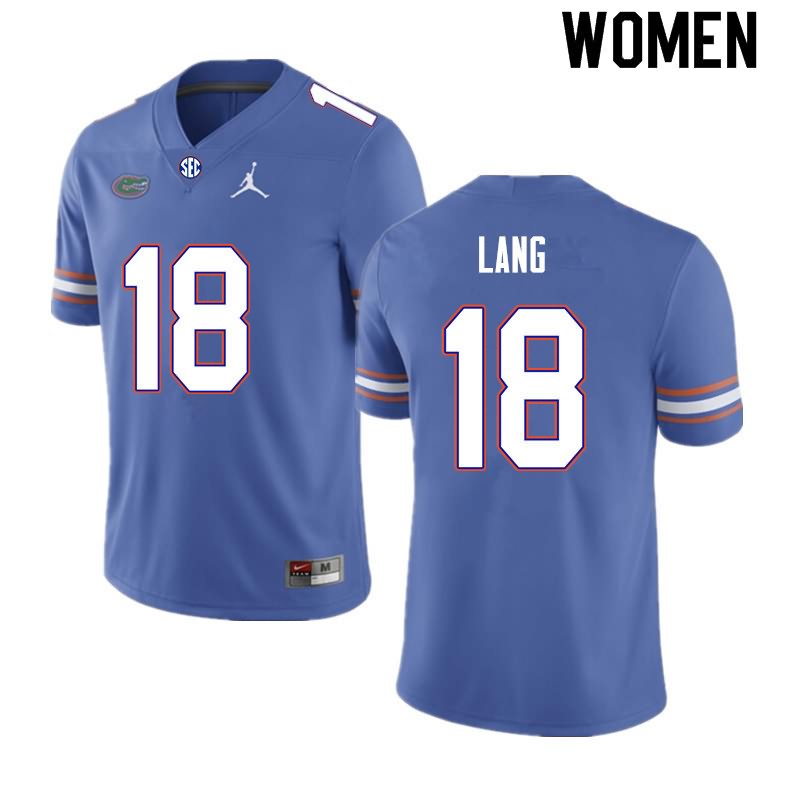 Women's NCAA Florida Gators Dante Lang #18 Stitched Authentic Nike Royal College Football Jersey UNY7065ZQ